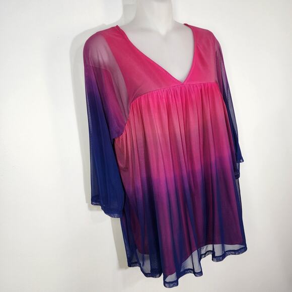 Attitudes by Renee Como Jersey & Mesh Ombre Swing Top Size Medium Evening Lilly - Picture 4 of 11